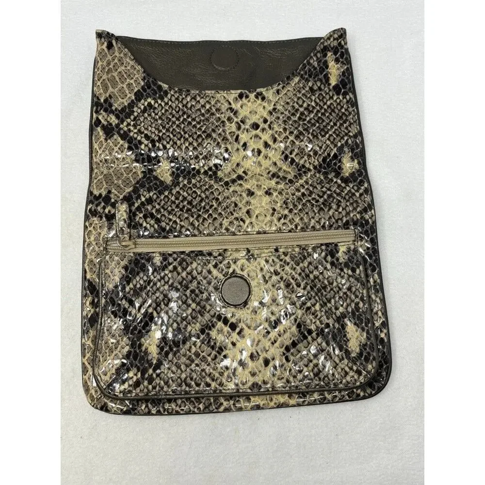 BRIGHTON Foldover Flap Studded Clutch Snake Patent Leather NO STRAP‎